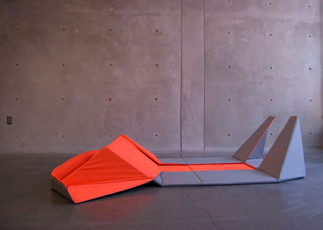 Origami Sofa by Yumi Yoshida unfolds to become a floor mat