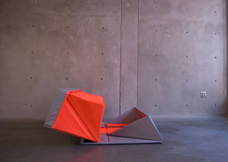 Origami Sofa by Yumi Yoshida unfolds to become a floor mat