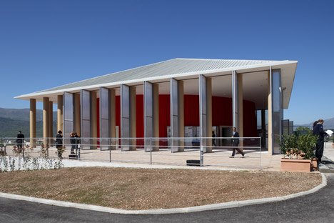 Paper Concert Hall in L'Aquila by Shigeru Ban