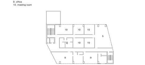 First floor plan of Nameless Architecture adds concrete church to growing Korean town