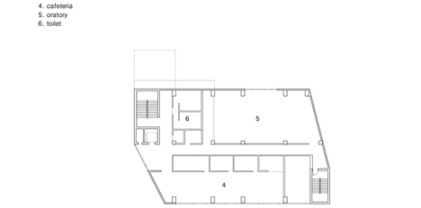 Second floor plan of Nameless Architecture adds concrete church to growing Korean town
