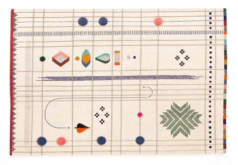 Handmade rugs designed by Doshi Levien pay homage to tribal Indian folk embroidery Handmade rugs designed by Doshi Levien pay homage to tribal Indian folk embroidery