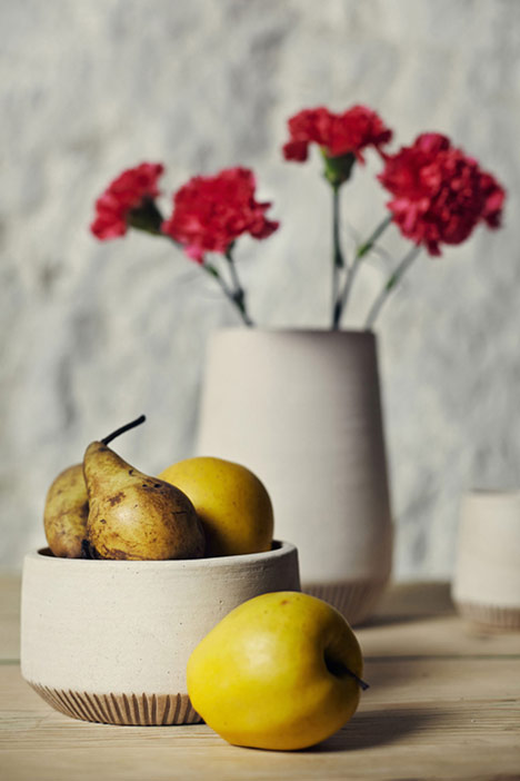 Recycled marble dust used to create simple homeware range by Francesca Gattello