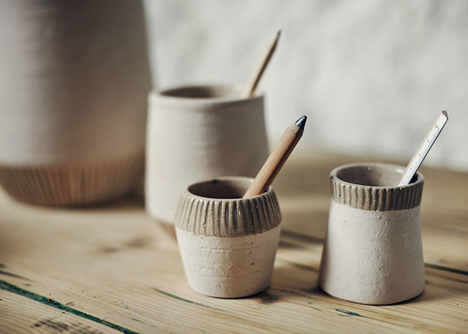 Recycled marble dust used to create simple homeware range by Francesca Gattello