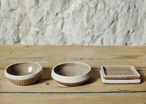 Recycled marble dust used to create simple homeware range by Francesca Gattello