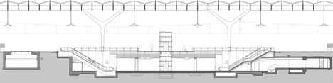 Railway yard section of Rotterdam Centraal station redevelopment by Benthem Crouwel Architects, MVSA Architects and West 8