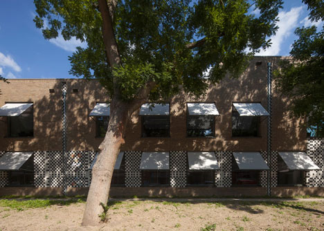 School in Rotterdam decorated with tiles based on traditional Dutch patterns