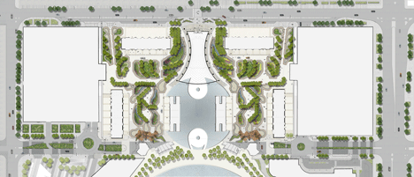 Illustrated plan of Sowwah Square by Martha Schwartz Partners
