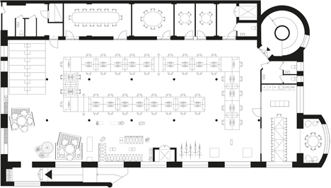 Former corset factory converted into office and events space by OkiDoki! Arkitekter