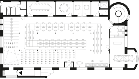 Former corset factory converted into office and events space by OkiDoki! Arkitekter