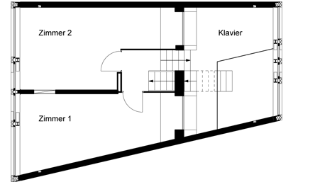 First level of Townhouse B14 by XTH-berlin has slanted walls and doors