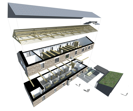 Stone barn refurbished to create university library by John McAslan + Partners