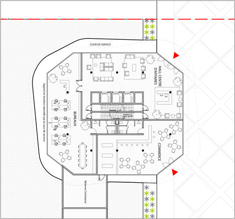 Ground floor plan of Walls of foliage will surround the towers of Gardens of Anfa by Maison Edouard Francois