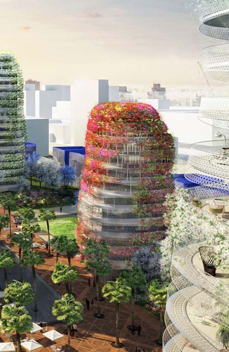 Walls of foliage will surround the towers of Gardens of Anfa by Maison Edouard Francois