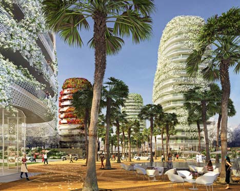 Walls of foliage will surround the towers of Gardens of Anfa by Maison Edouard Francois