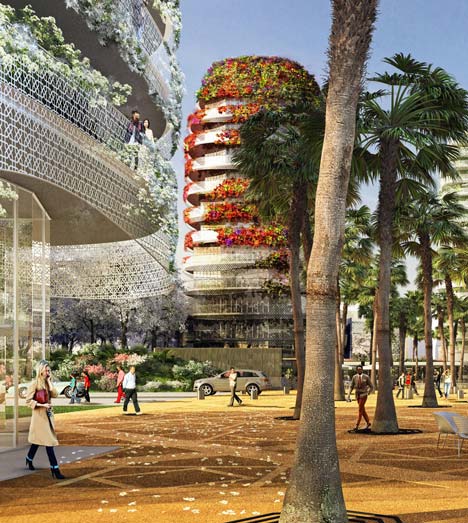 Walls of foliage will surround the towers of Gardens of Anfa by Maison Edouard Francois