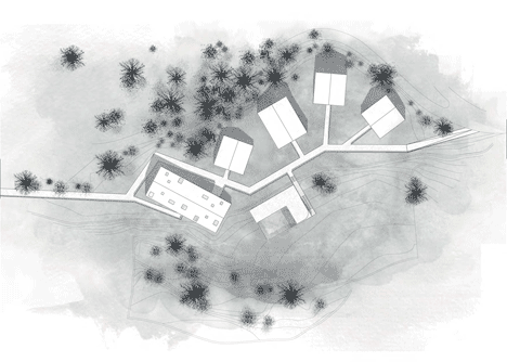 White buildings sink into the landscape at the White Wolf Hotel by AND-RÉ