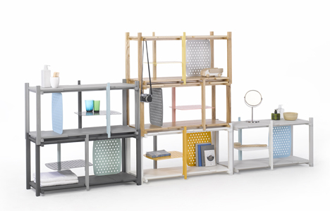 Stackle modular shelving system designed by THINKK Studio