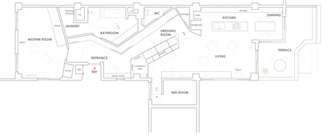 Bare concrete apartment by Airhouse Design Office presents its own fashion exhibitions