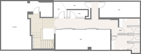 Mezzanine plan of Barnyard Soho restaurant by Brinkworth