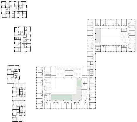 Areal Architecten's Mayerhof retirement home wraps around two courtyards