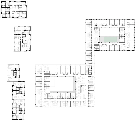 Areal Architecten's Mayerhof retirement home wraps around two courtyards