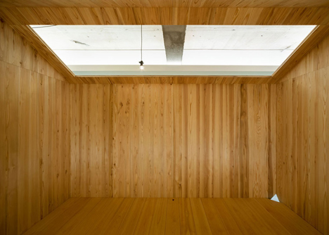 Garden-like office interior by Tsubasa Iwahashi boasts hanging baskets and a wooden shed