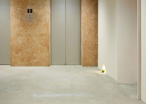 Garden-like office interior by Tsubasa Iwahashi boasts hanging baskets and a wooden shed