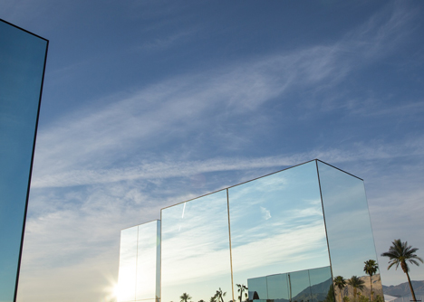 Reflection Field by Phillip K Smith III is an installation of glowing neon mirrors for Coachella