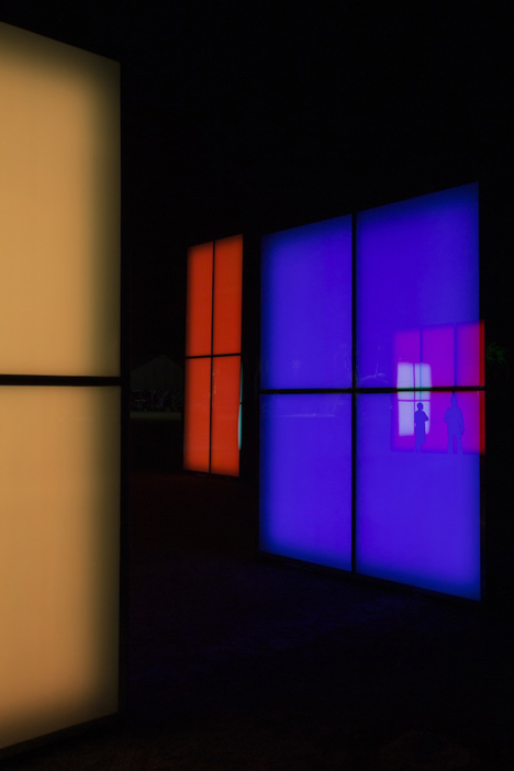 Reflection Field by Phillip K Smith III is an installation of glowing neon mirrors for Coachella