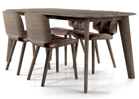 Tapered-Table-by-Moooi-Works-Nut-Dining-Chairs-by-Marcel-Wanders-for-Moooi