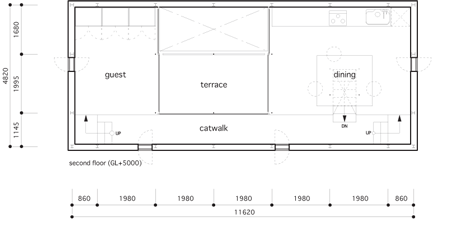 Second floor of Tunnel House by Makiko Tsukada