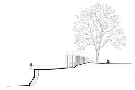 Wooden viewing platform looks out over Latvia's River Daugava
