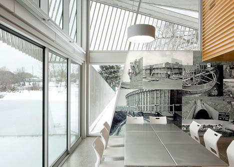 Water treatment facility by Skylab Architecture features a roof of grass-covered fins