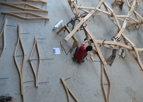 Wooden shelter by London Architectural Association students