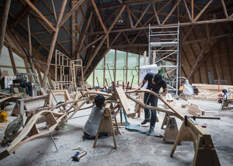 Wooden shelter by London Architectural Association students