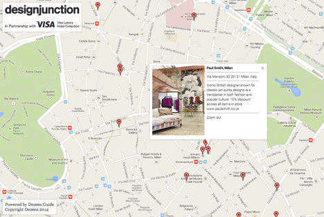 designjunction and Visa launch Milan 2014 map powered by Dezeen Guide
