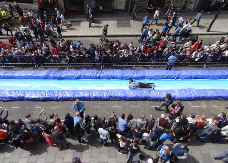 Luke Jerram transforms Bristols Park Street into 90-metre water slide