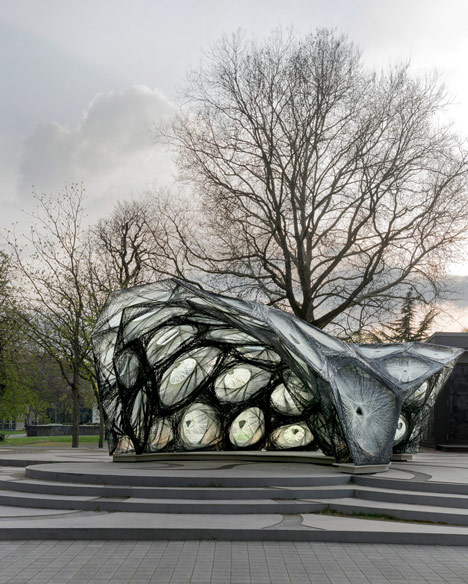 University of Stuttgart unveils carbon-fibre ICD ITKE Research Pavilion based on beetle shells