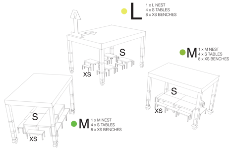 Central St Martins tables by Featherstone Young Architects