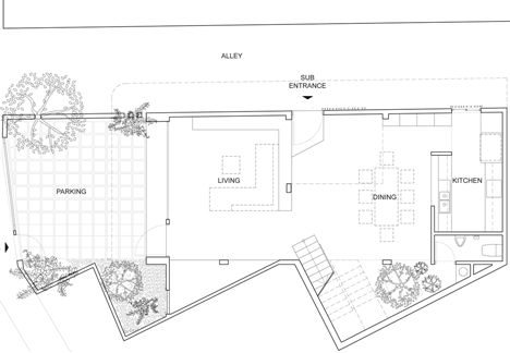 Green Renovation by Vo Trong Nghia ground floor plan