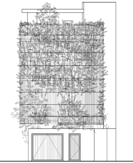 Green Renovation by Vo Trong Nghia south-west elevation