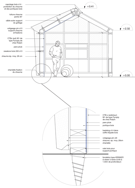 Guinée*Potin Architectes creates "footcheball" playground inside a thatched shed
