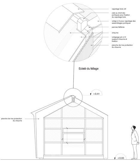 Guinée*Potin Architectes creates "footcheball" playground inside a thatched shed