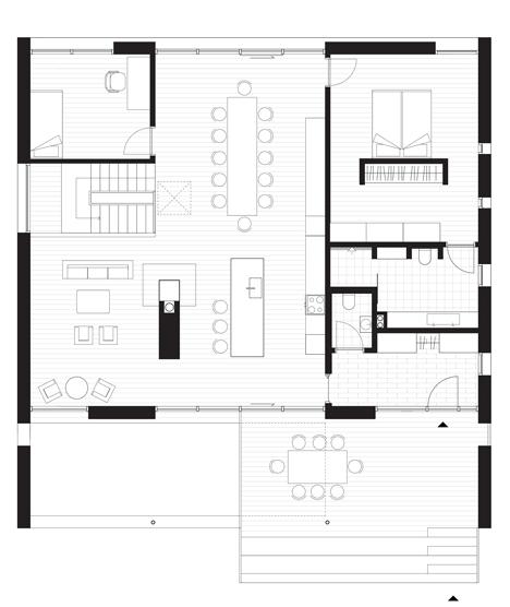 CF Møller's Villa R features a sunken floor for the clients' children