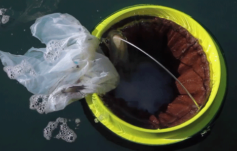 Floating Seabin prototype by Pete Ceglinski and Andrew Turton