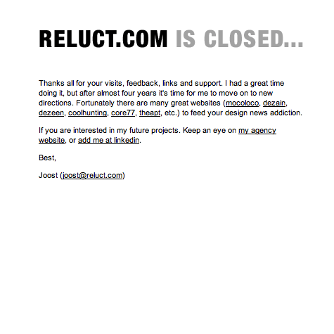 Goodbye reluct.com