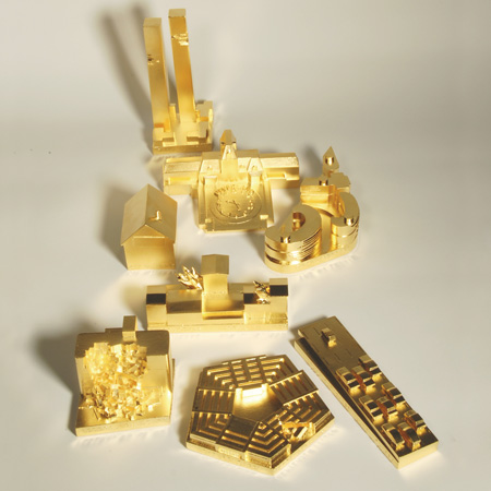 Buildings of Disaster in gold by Constantin and Laurene Boym