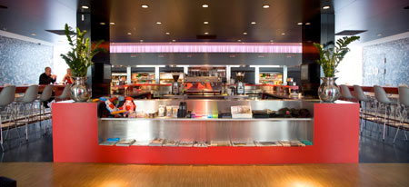 CitizenM is a hotel made of prefabricated room modules at Schiphol Airport, Amsterdam, designed by Dutch architectural firm Concrete.