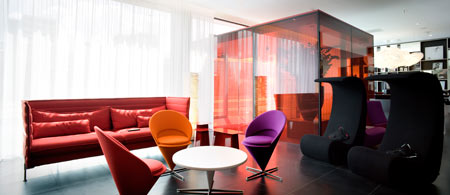 CitizenM is a hotel made of prefabricated room modules at Schiphol Airport, Amsterdam, designed by Dutch architectural firm Concrete.